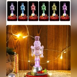Colorful LED Nutcracker Figurine Soldier sword  Acrylic Christmas Ornaments 6"